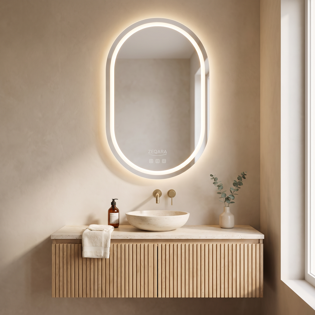 ZEQARA Oval Backlit Anti-Fog LED Mirror, 32" x 20" – bathroom