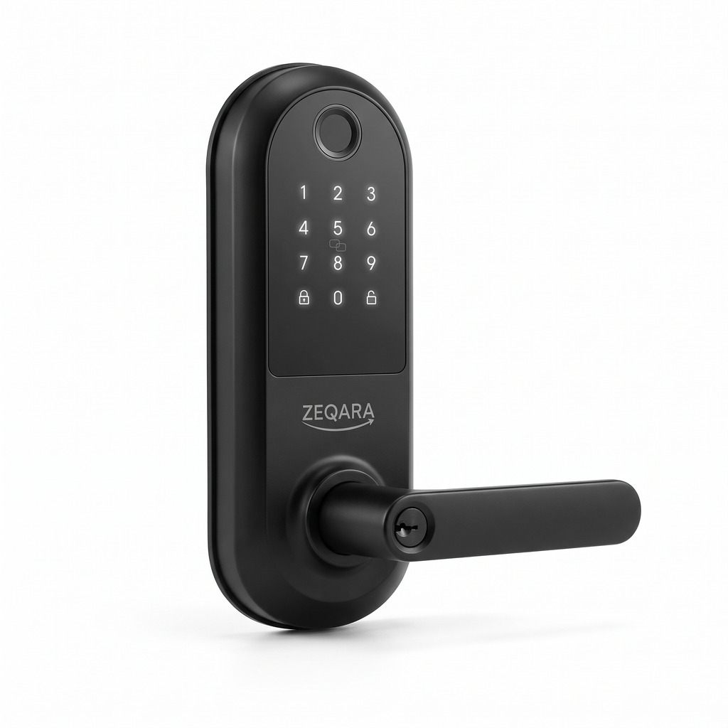 ZEQARA Fingerprint Smart Lock Set with Handle, Matte Black – studio
