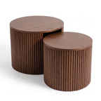 ZEQARA Fluted Walnut Drum Nesting Tables, Set of 2 – studio