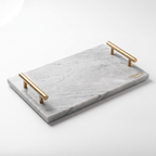 ZEQARA Marble Vanity Tray with Brass Handles – studio