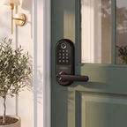ZEQARA Fingerprint Smart Lock Set with Handle, Matte Black – front door