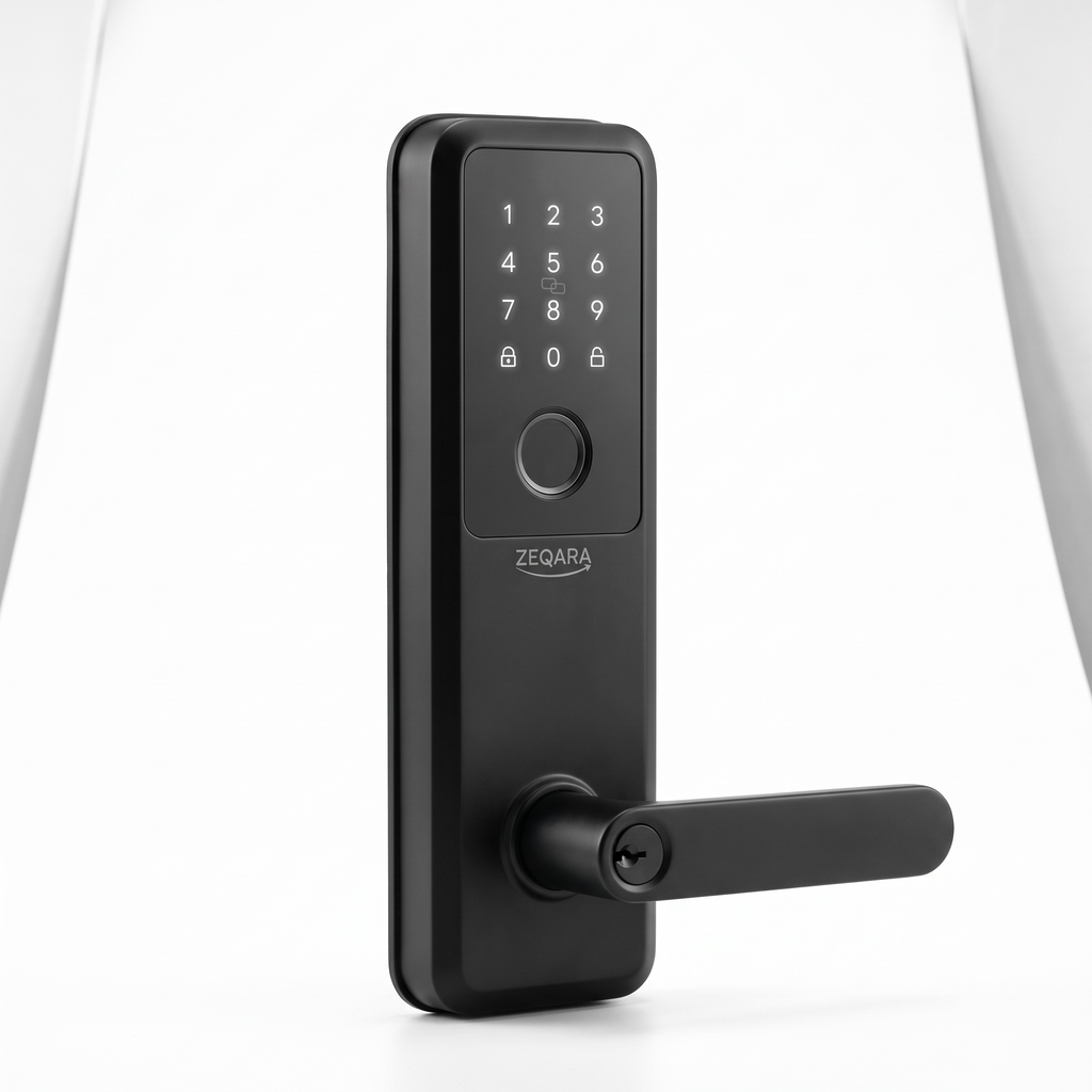 ZEQARA Fingerprint Smart Lock Set with Handle, Matte Black – studio