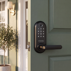 ZEQARA Fingerprint Smart Lock Set with Handle, Matte Black – front door
