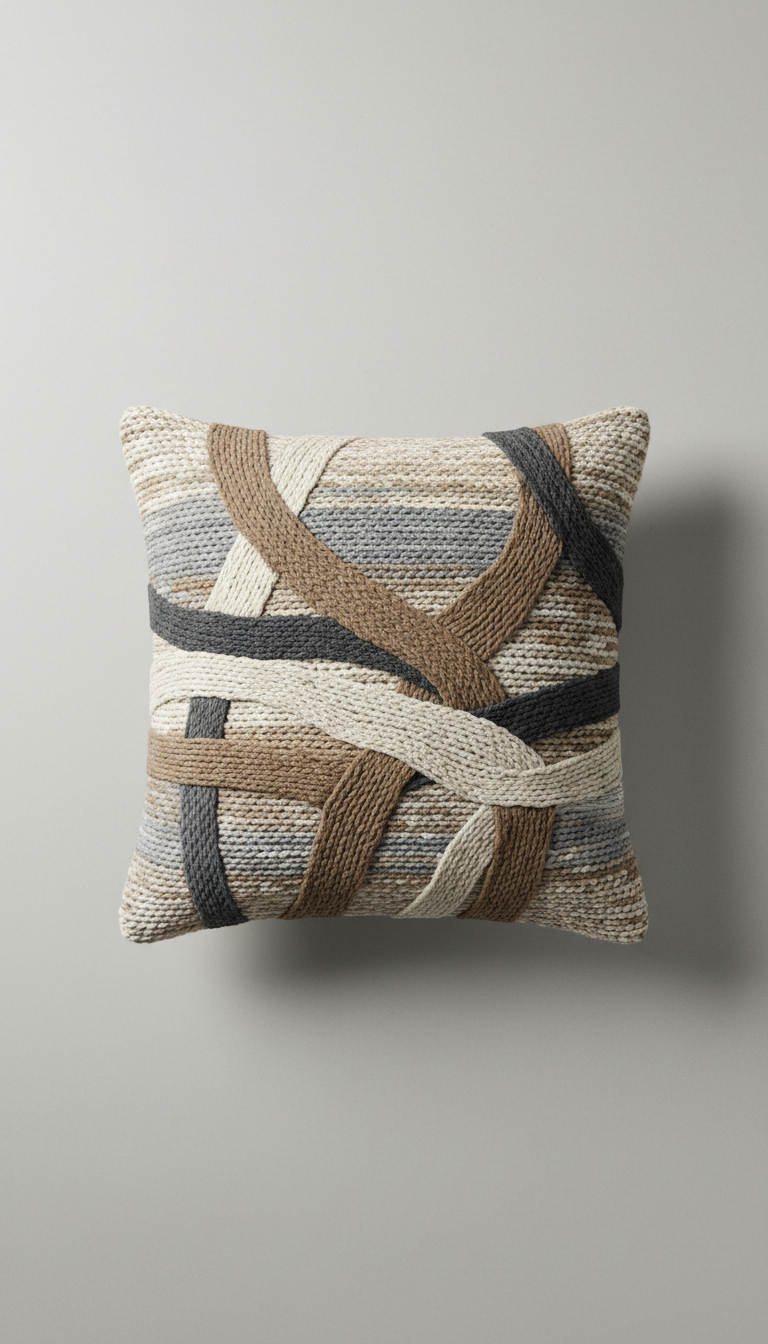 Textured Throw Pillow In Woven Cotton